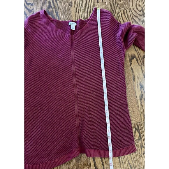 LL Bean Pullover Sweater Womens Sz Small Burgundy Chunky Knit V-Neck Casual EUC - Picture 4 of 7